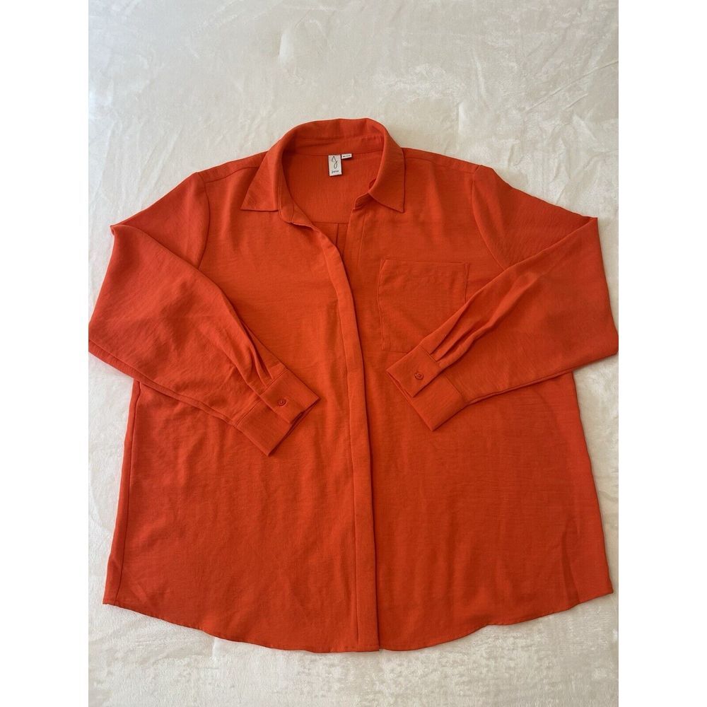 Joie Womens‎ Orange Button Up Shirt Size XL Top Long Sleeve
